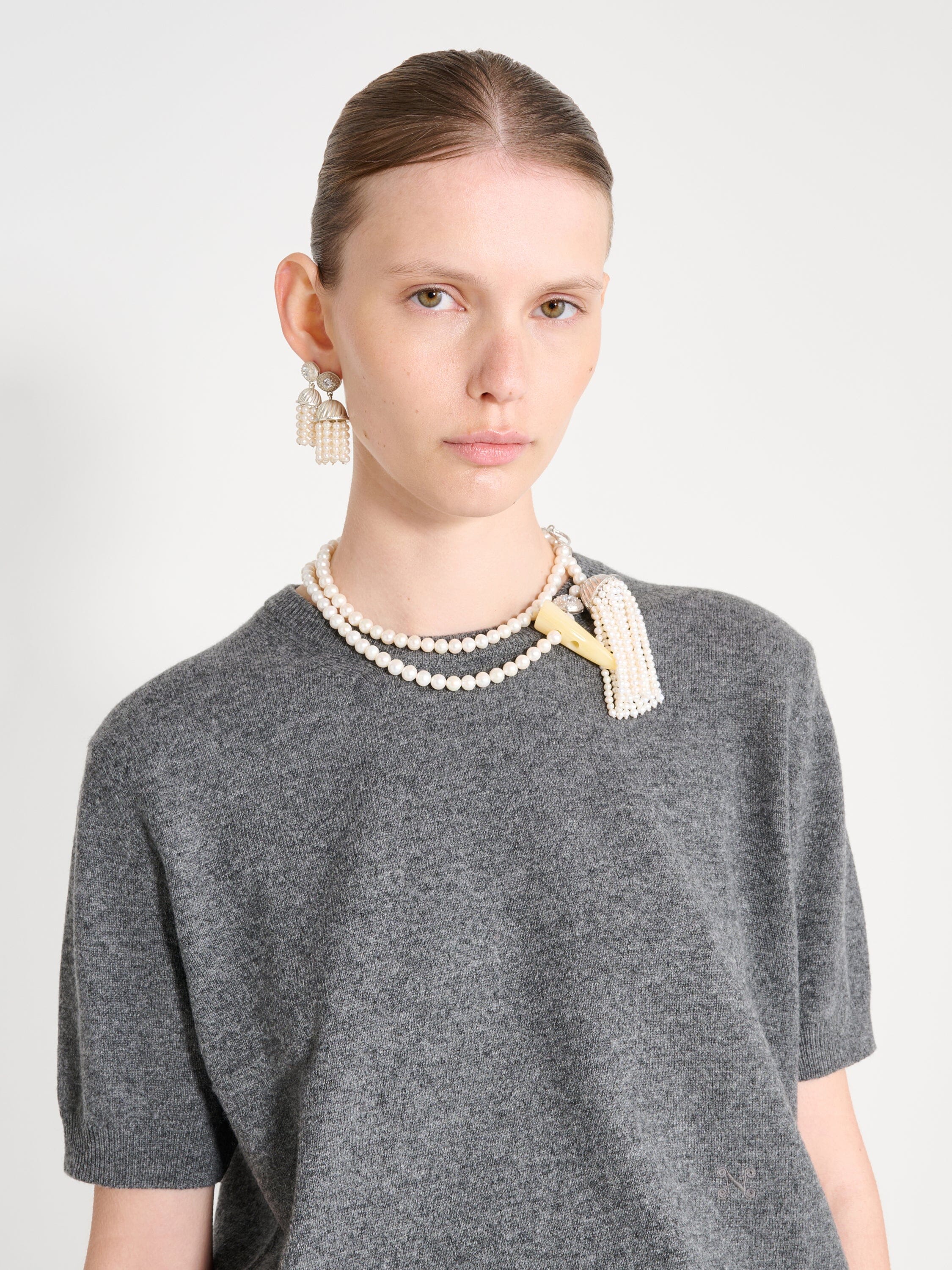 Nackiyé Crewneck Pearl Cashmere Short Sleeved Crewneck