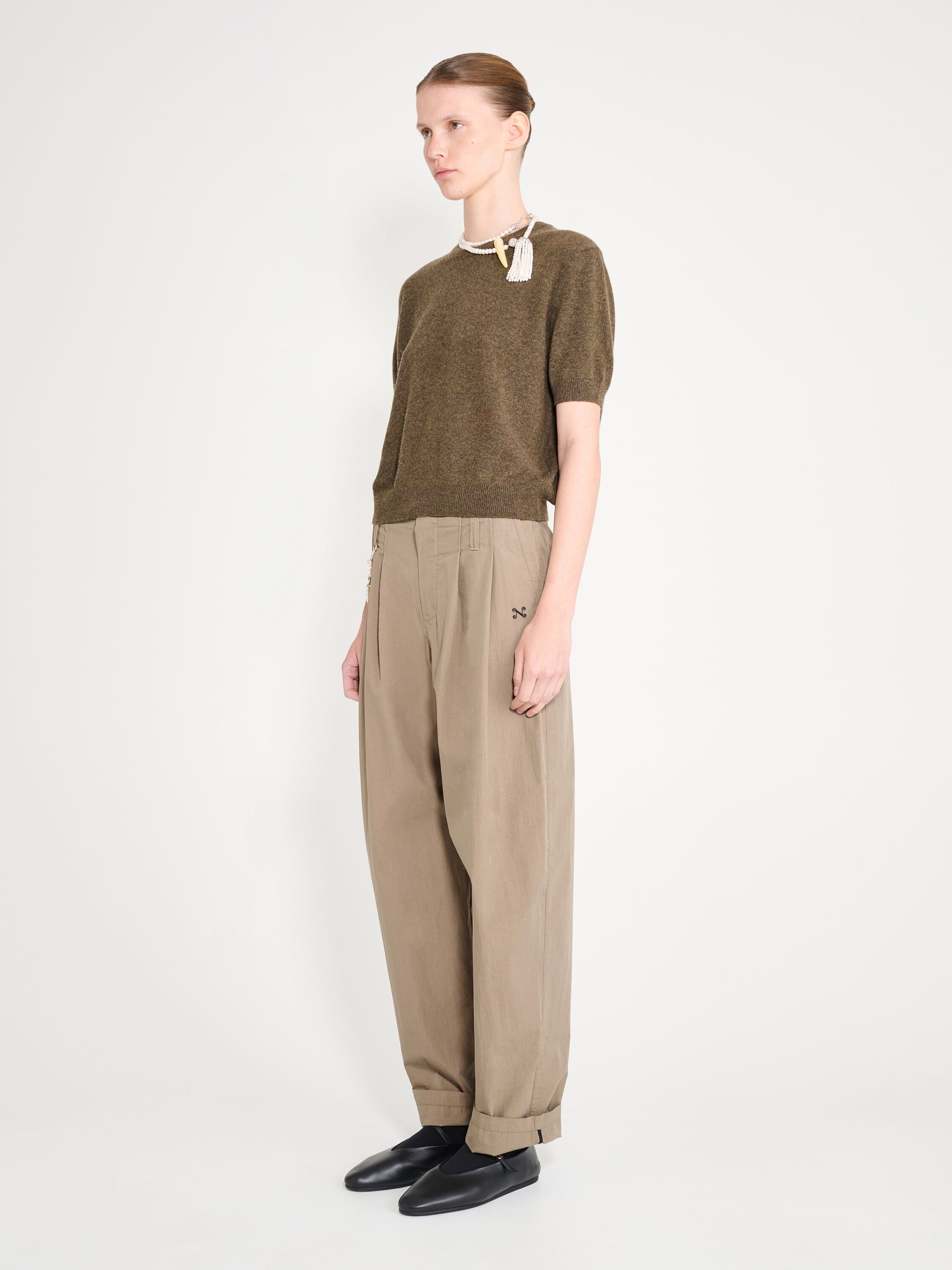 Nackiyé Crewneck Pearl Cashmere Short Sleeved Crewneck