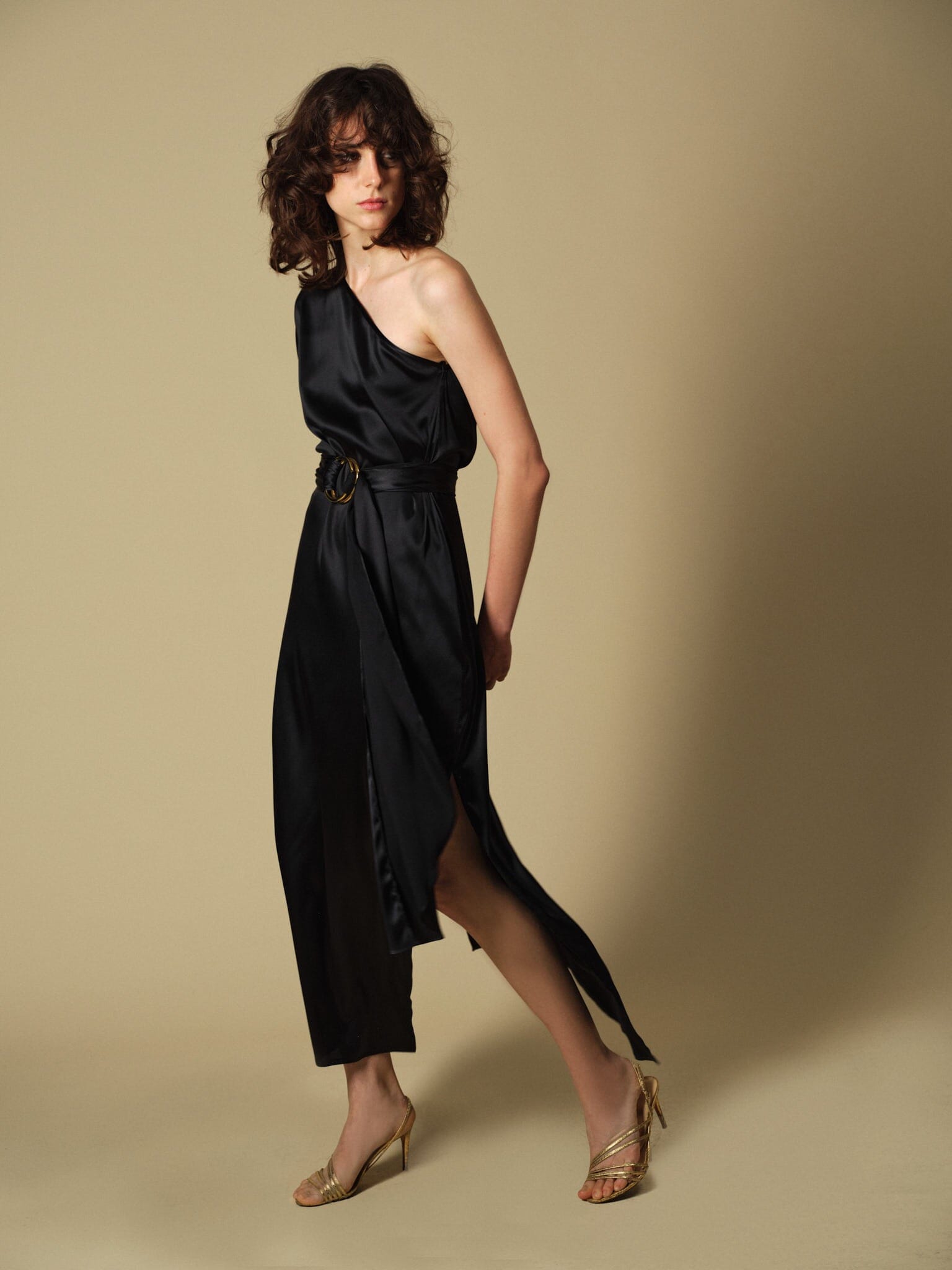 Patmos One Shoulder Silk Kaftan Dress