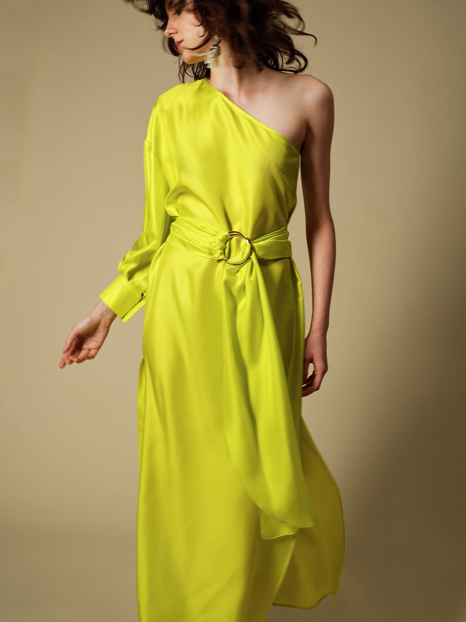 Nackiyé Dress Patmos One Shoulder Silk Kaftan Dress