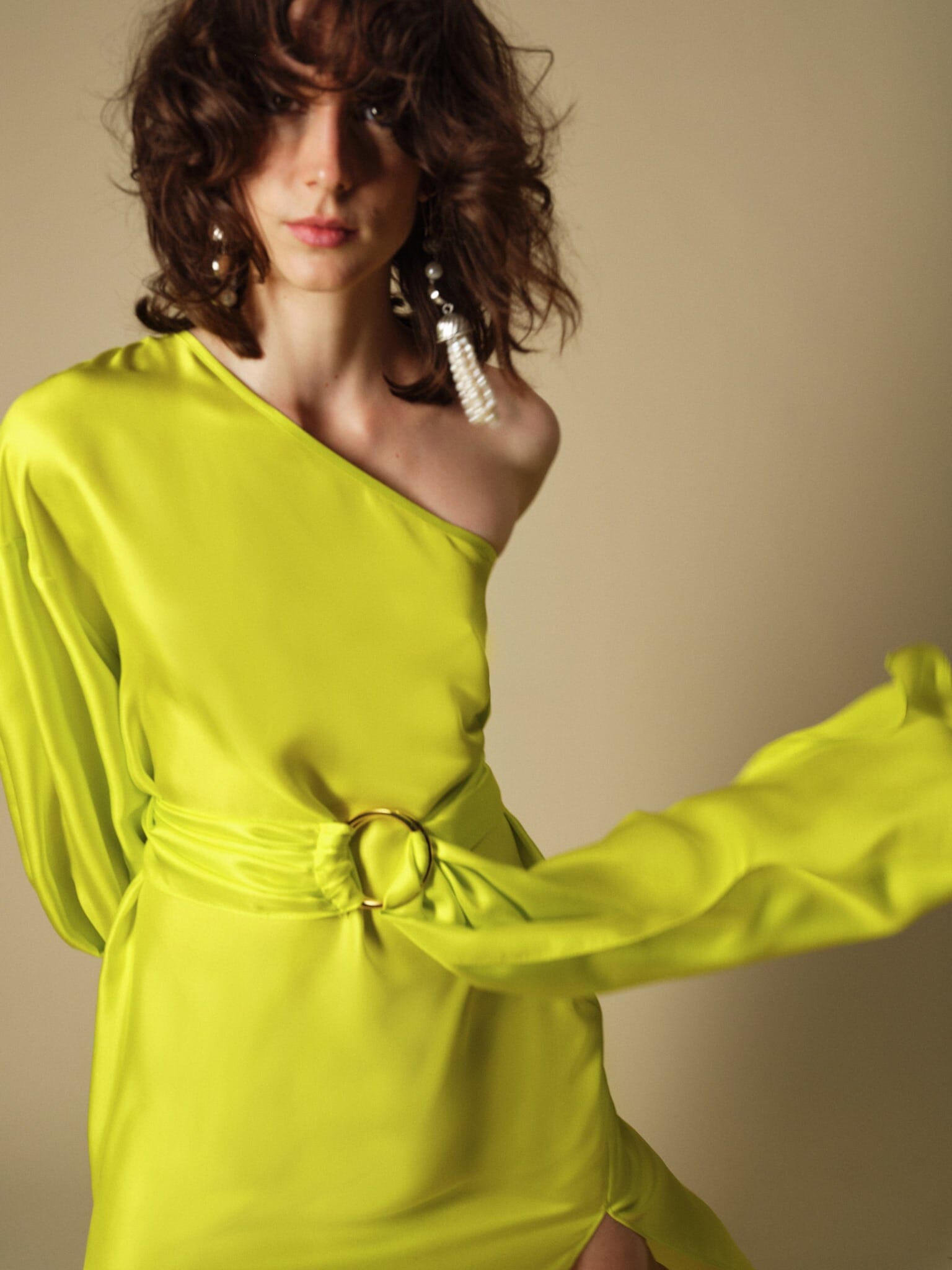 Nackiyé Dress Patmos One Shoulder Silk Kaftan Dress