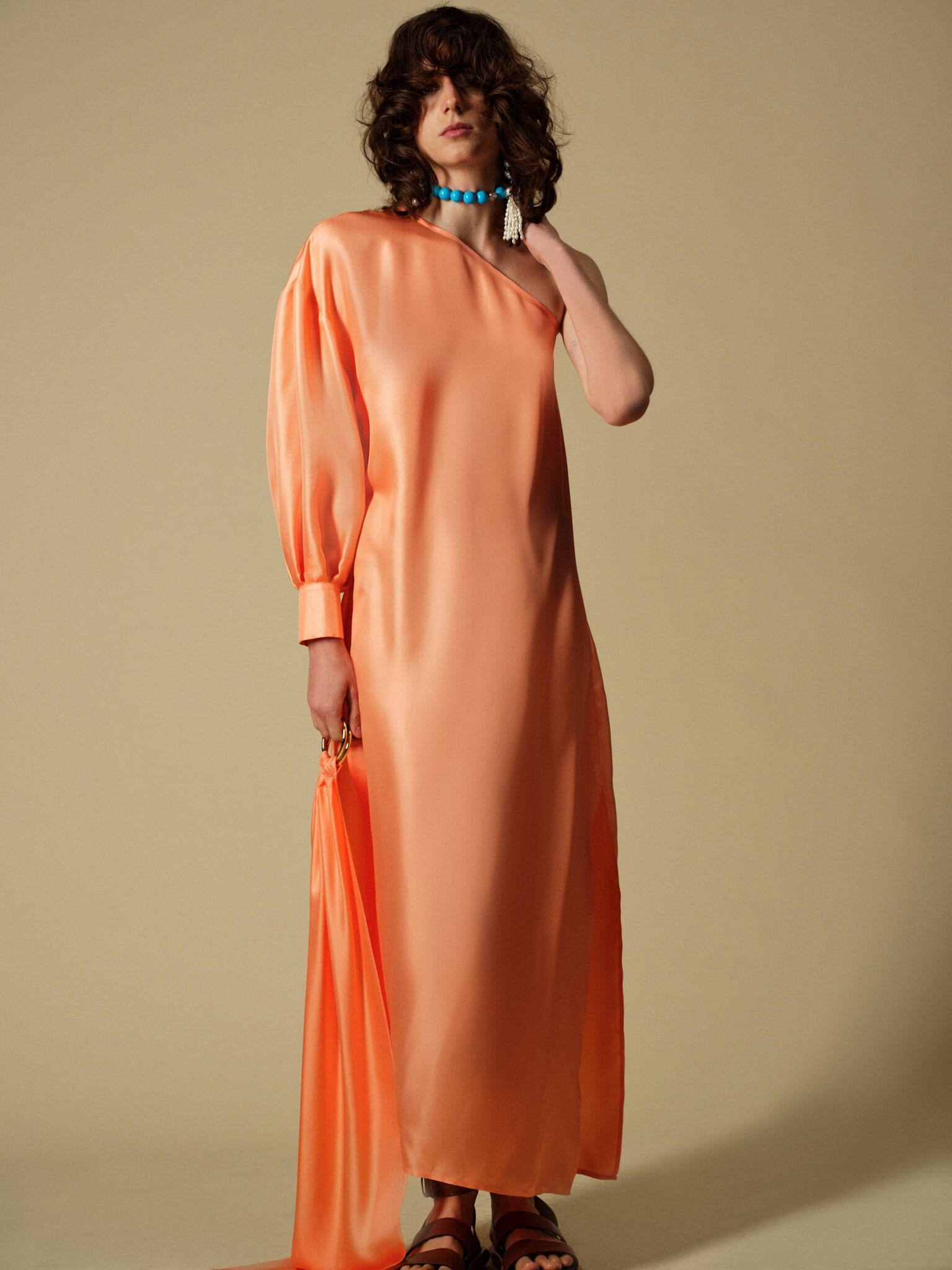 Nackiyé Dress Patmos One Shoulder Silk Kaftan Dress