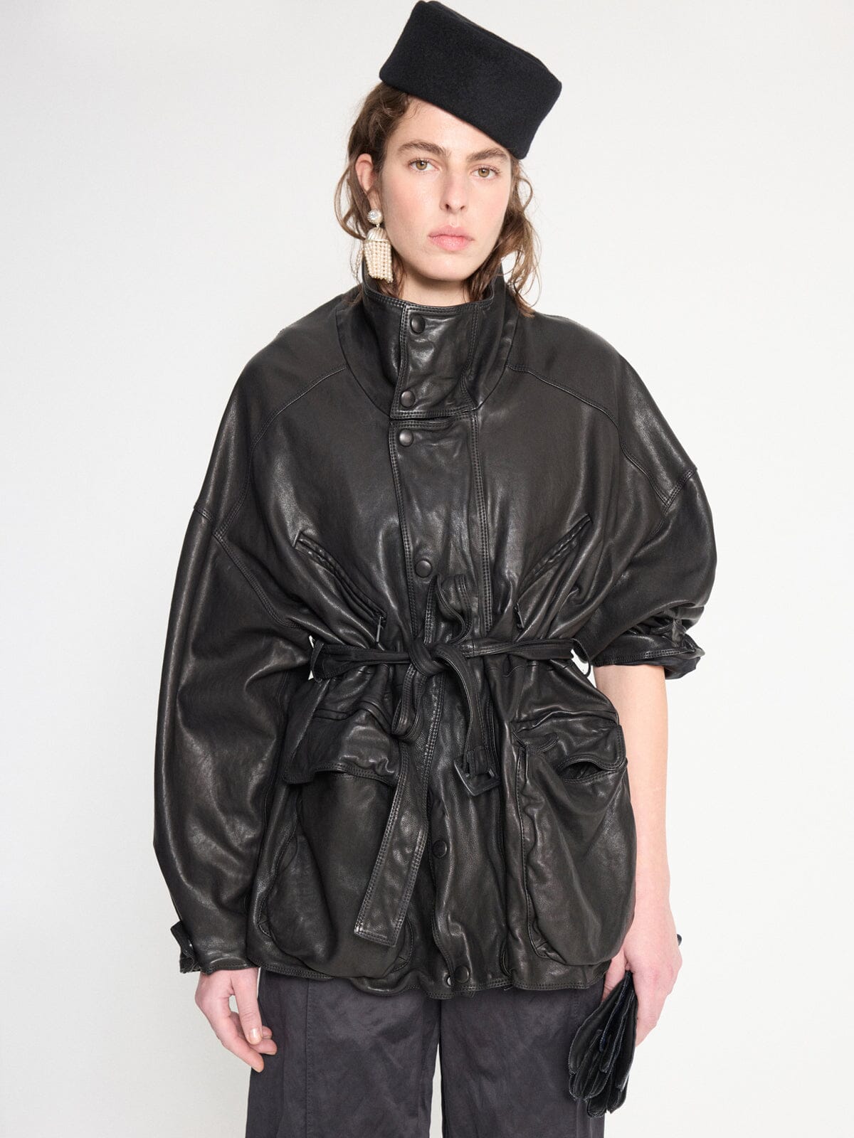 Nackiyé Jacket Oversized Leather Coat