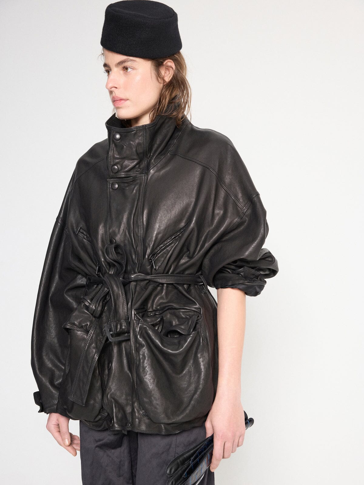 Nackiyé Jacket Oversized Leather Coat