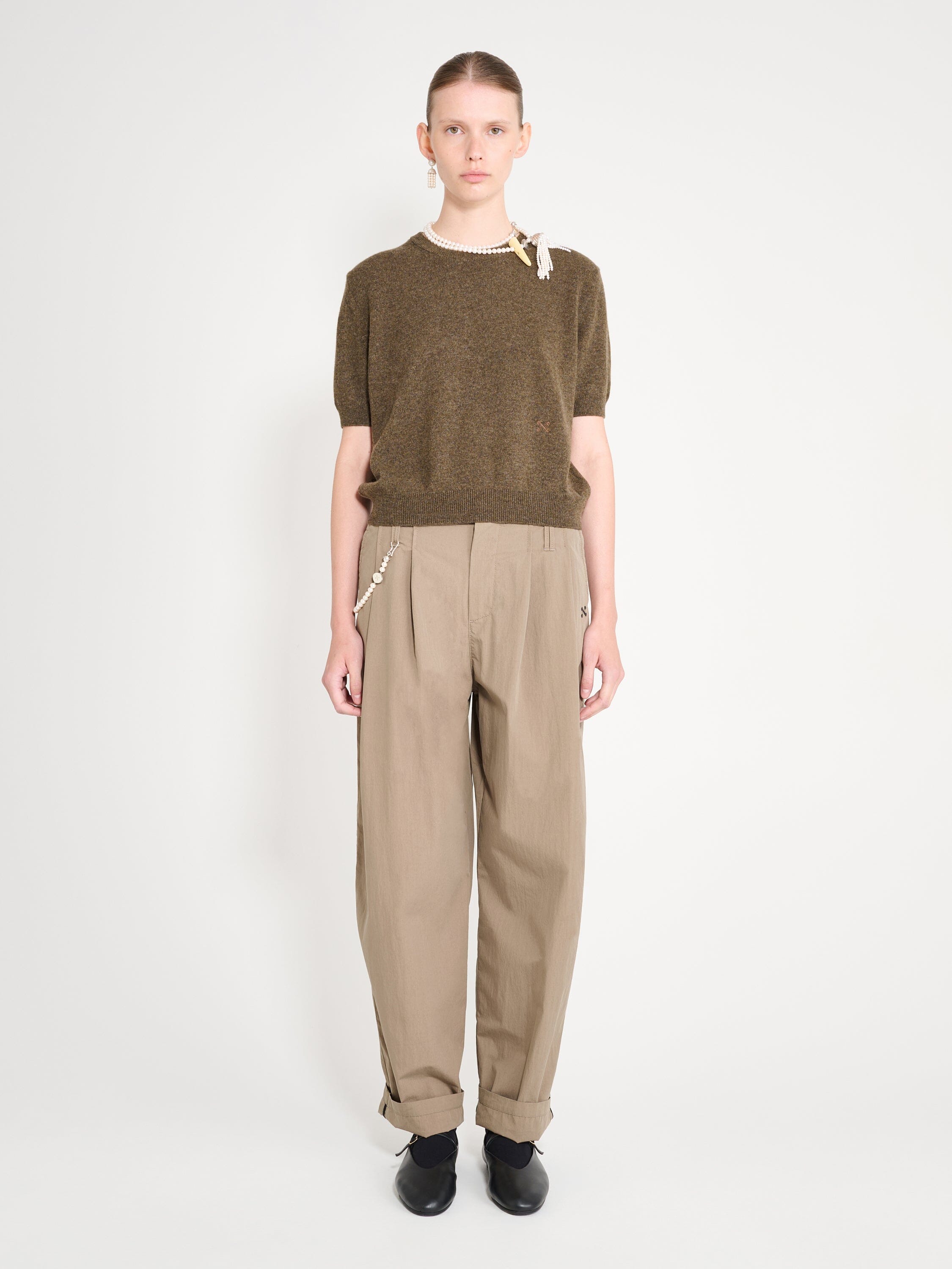 Nackiyé Crewneck Pearl Cashmere Short Sleeved Crewneck