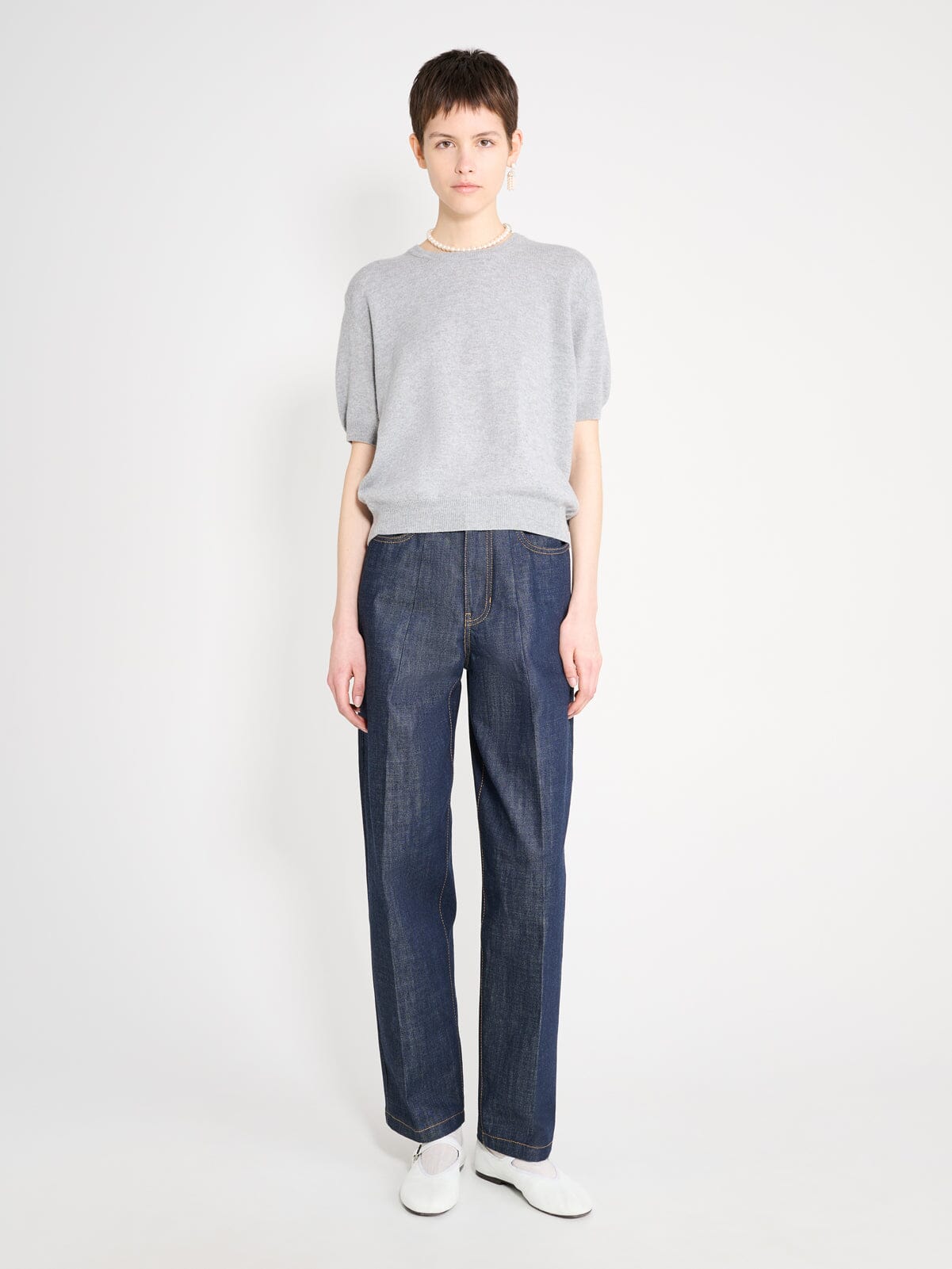 Nackiyé Knitwear Pearl Cashmere Short Sleeved Crewneck