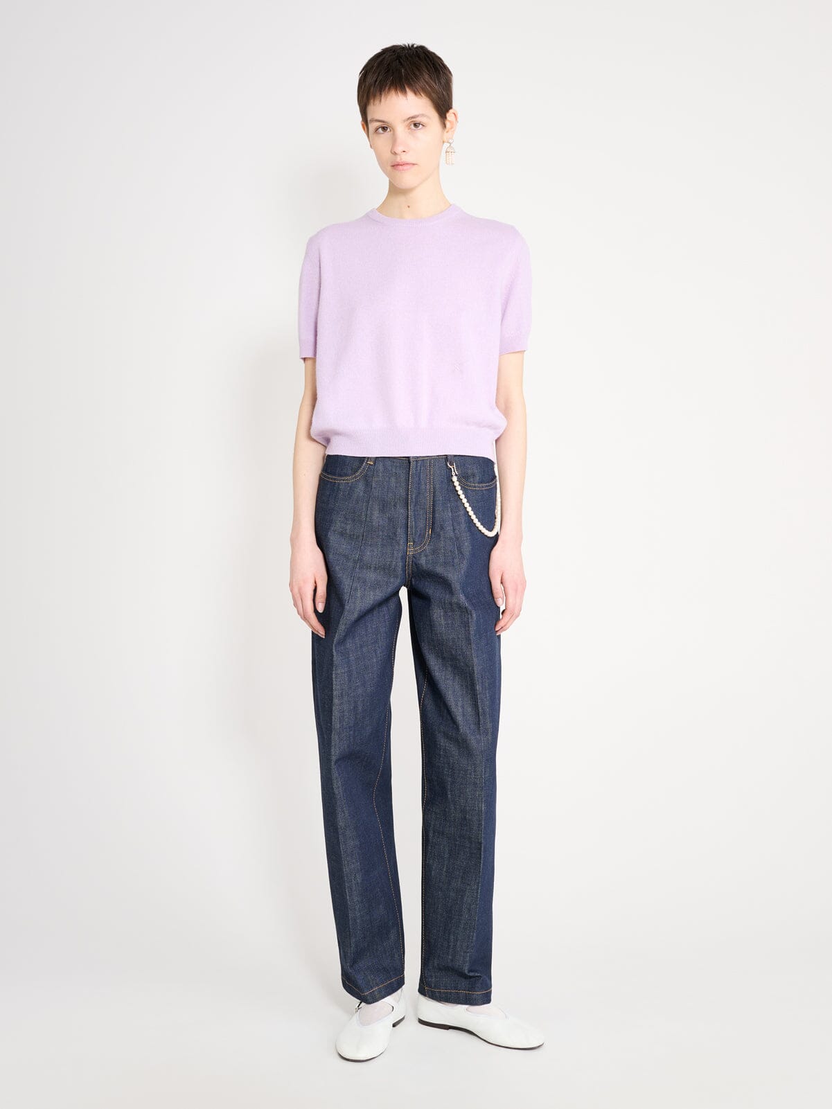 Nackiyé Knitwear Pearl Cashmere Short Sleeved Crewneck