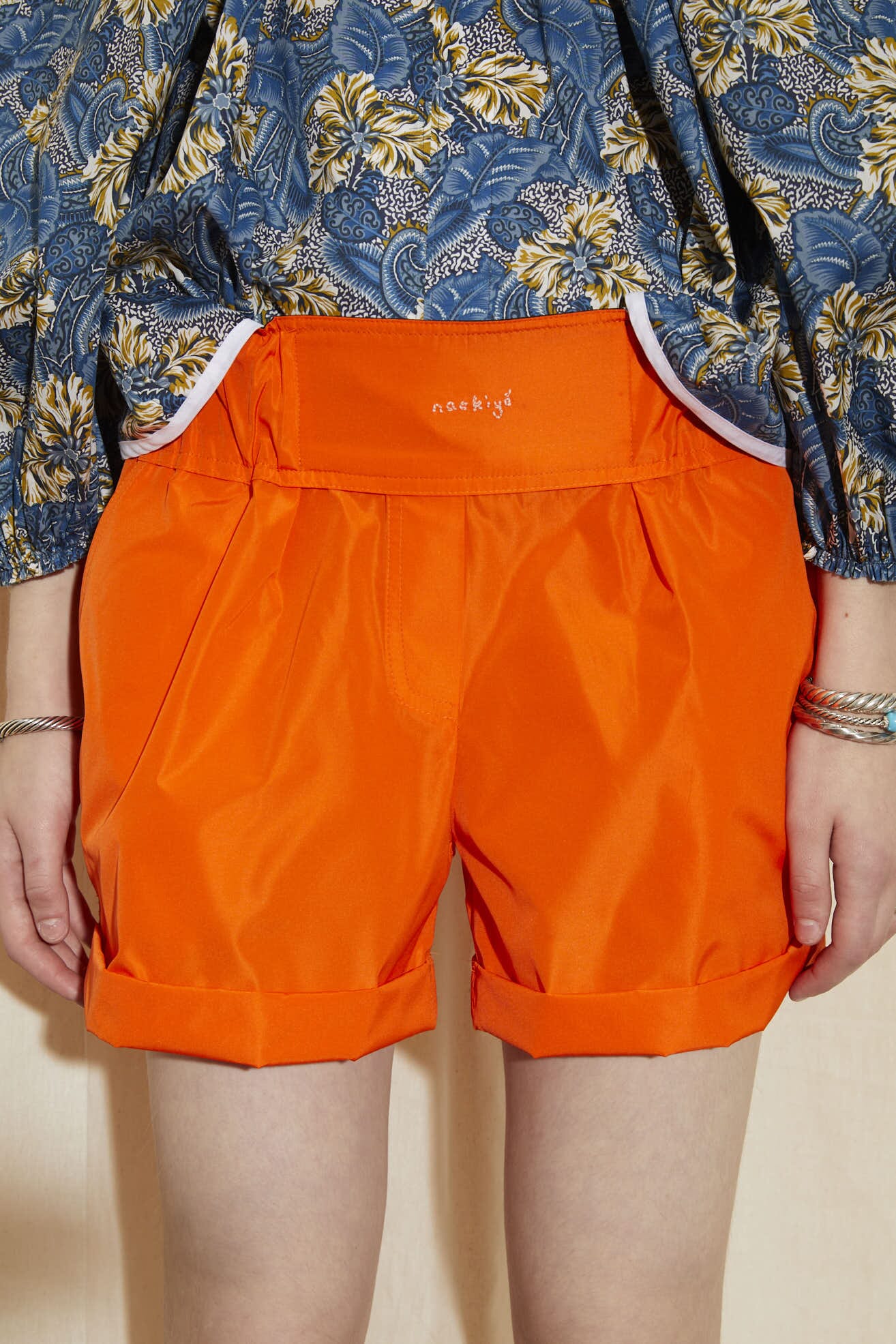 Nackiyé logo-print cotton shorts - Blue